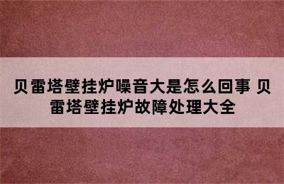 贝雷塔壁挂炉噪音大是怎么回事 贝雷塔壁挂炉故障处理大全